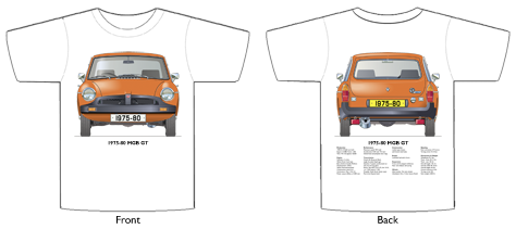 MGB GT 1976-80 T-shirt Front & Back